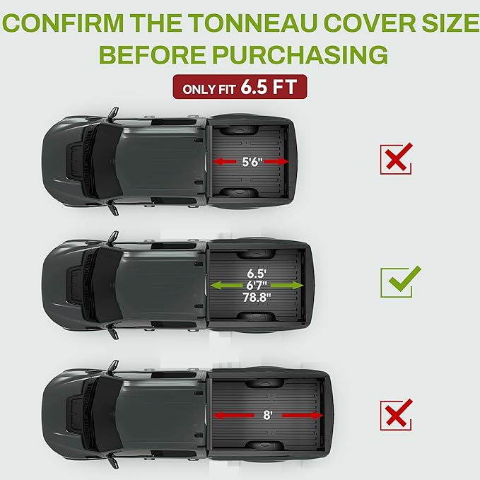 AUTOSAVER88 Hard Quad Fold Truck Bed Tonneau Cover Fit for Ford F-150 F150 2015-2025 with 6.5ft Bed Excl. Raptor Series