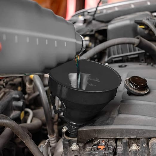 5-Piece Automotive Oil Funnel Set with Flexible Neck, Filter Screen, Wide Mouth for Gas, Oil, Coolant, Engine Oil