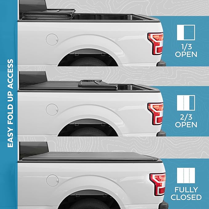 Truck Tonneau Cover for Ford F-250 F-350 Super Duty 2017-2024 / F-350 with 6.8 ft Bed Length, All-Weather Soft Tri-Fold Truck Bed Cover for Truck Black Flag Design