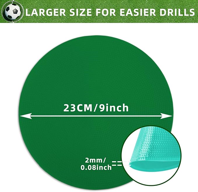 Poly Spot Markers 9 inch Non-Slip Rubber Agility Markers Flat Field Cones Floor Dots for Football, Soccer, Basketball Training Markers, School Activities, Exercise Drills, Social Distancing
