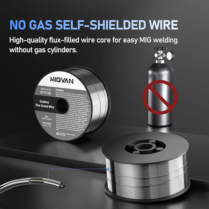 Flux Core Welder Wire .030 Diameter, E71T-GS Gasless Mig Welding Wire 2-Pound/1Kg Strong Spool, Self-shielded Mild Steel Compatible With Lincoln Miller Forney Harbor Welder
