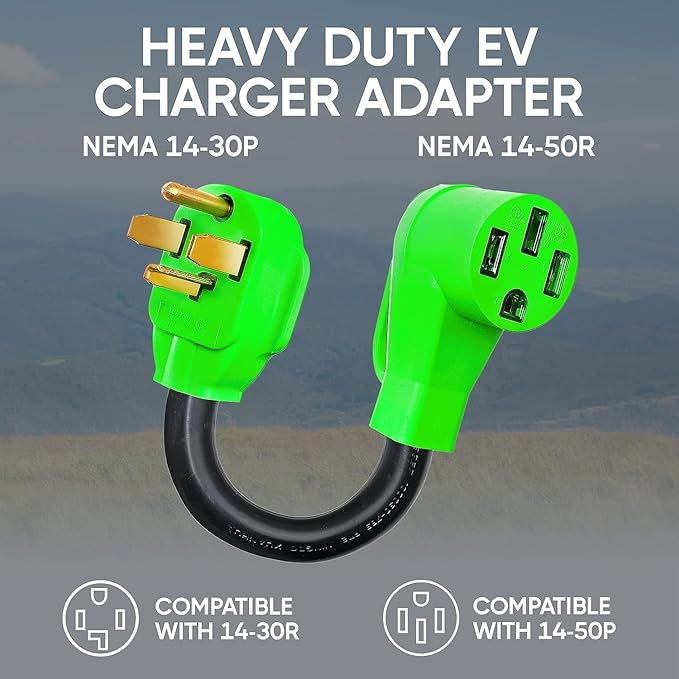 SBB NEMA 14-30P to NEMA 14-50R EV Charger Adapter Cord for Level 2 EV Charger, 125/250 Volt, 4 Prong 30 Amp Plug to NEMA 14-50 Outlet, Dryer Plug Adapter Compatible with All EV, Tesla, and RV