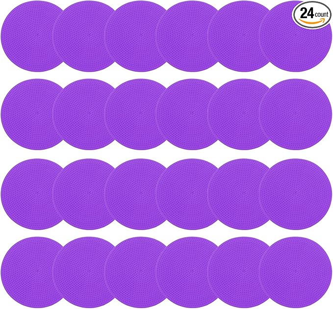 PATIKIL 4 Inch Poly Spot Markers, 24Pcs Non Slip Rubber Floor Dots with Storage Bag Flat Agility Cones for Sports Training Basketball Football