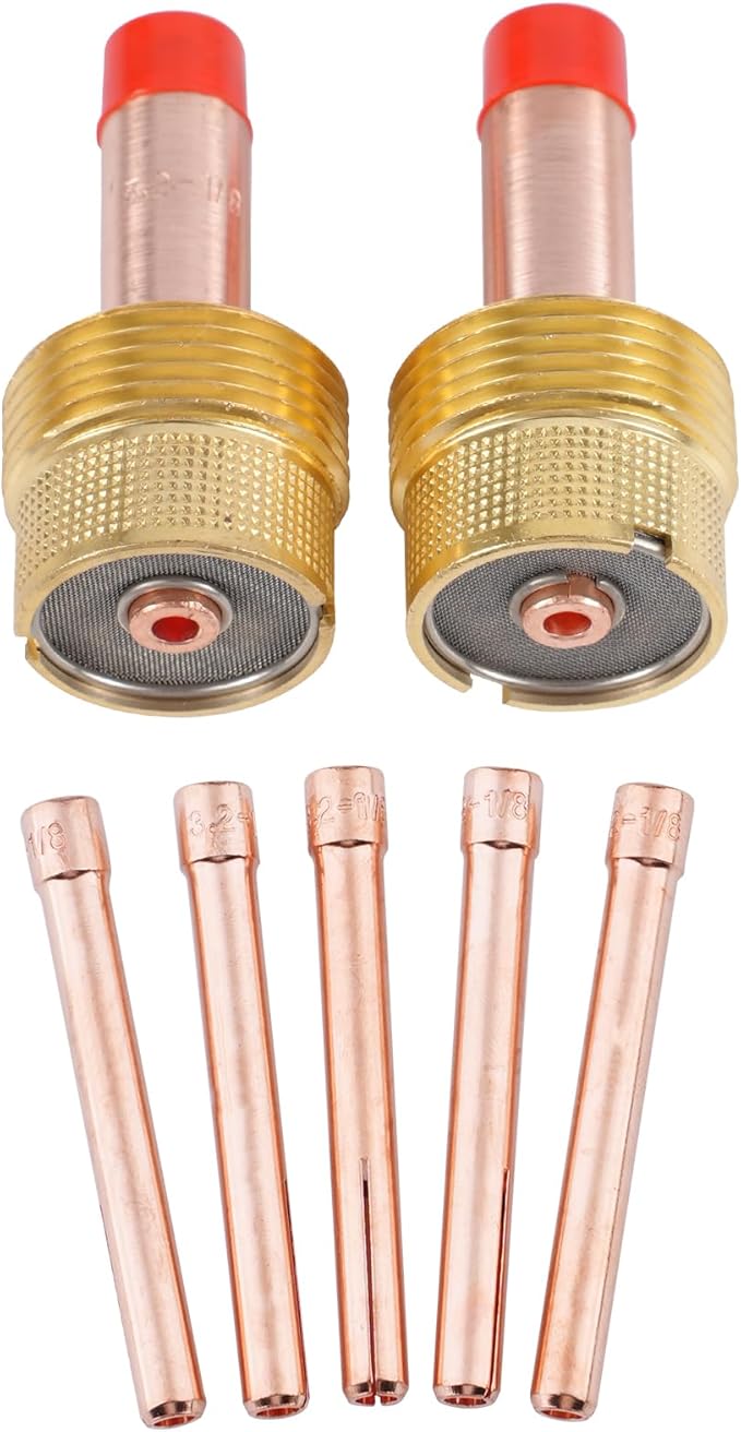 Large TIG Gas Lens Collet Body 995795 1/8"&3.2mm TIG Collet 10N25 for TIG Welding Torch WP-17, 18 & 26 Series Consumables 7-pk