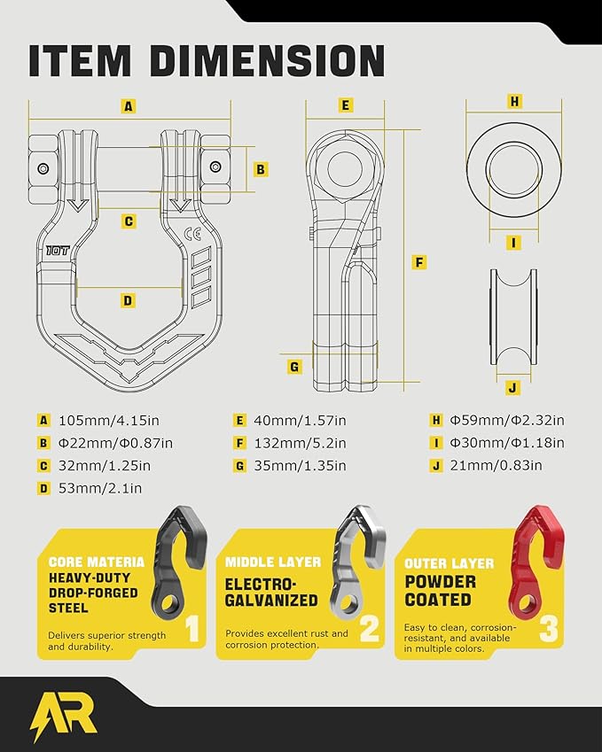 Snatch Block Separate Shackle, 3/4" D Ring Shackle with Pulley, 57320lbs Break Strength, Towing Winch Snatch Block for Off Road Vehicle Recovery, Red Red 1-Pack
