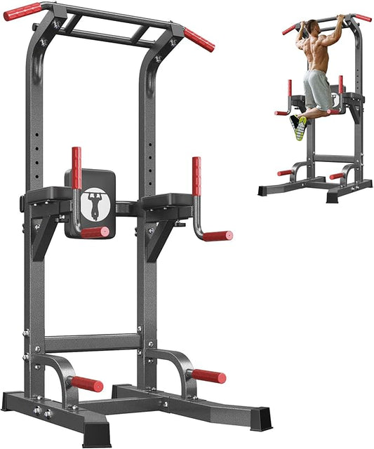 SogesPower Multi-Function Power Tower Pull Up Bar Station Pull Up Dip Station for Home Gym, Adjustable Height Pull Up Bar Stand Dip Bar Strength Training Workout Equipment