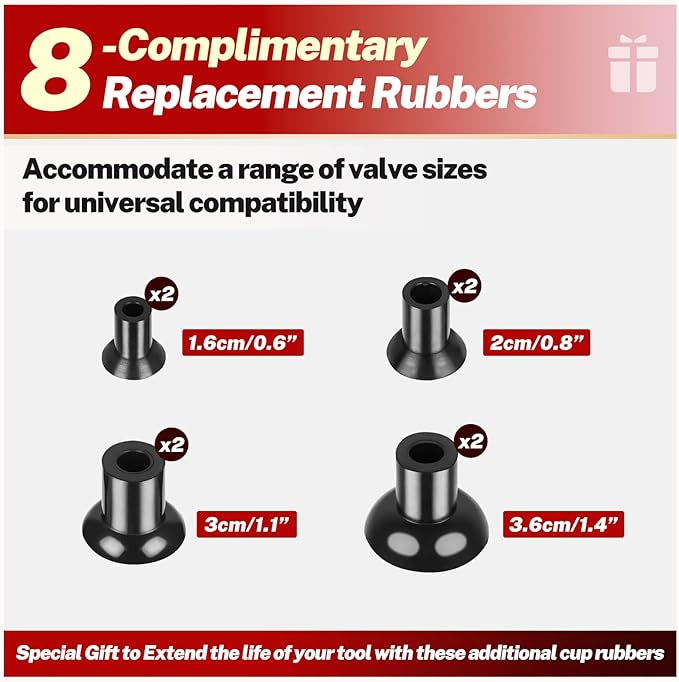 BILITOOLS 2PCS Valve Lapping Kit with 8 Suction Plates 4 Size, Valve Grinding Tool for Engine Maintenance (Red)