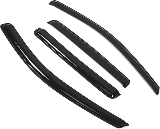 Tuningpros WD2-268 Dark Smoke 4 Pcs Set Window Visor (Outside Mount) Deflector Rain Guard Compatible with 2007-2010 Jeep Compass
