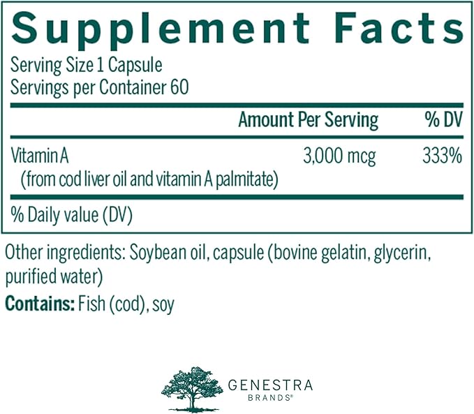 Genestra Brands Vitamin A | Helps Maintain Eyesight, Skin Membranes and Immune Function | 60 Capsules