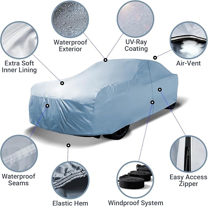 iCarCover Custom Car Cover for Chevy Monte Carlo, Waterproof All Weather Rain Snow UV Sun Protector Full Exterior Indoor Outdoor Car Cover (Year Fits 1978-1988)