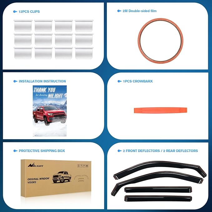 Nilight in Channel Window Deflectors for Toyota Highlander 2020 2021 2022 2023 2024 2025 Vent Window Visors, Rain Guards-4PCS