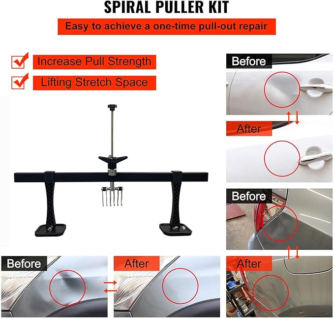 Car Dent Bar Hand Puller Pull Lever Pulling Kit Removal Hammer Repair Auto Body Tool (Black)