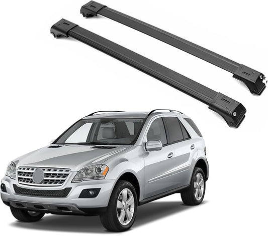 ERKUL Roof Rack Cross Bars for Mercedes Benz ML Class W164 2006-2011 | Aluminum Crossbars with Anti Theft Lock for Rooftop | Compatible with Raised Rails - Black