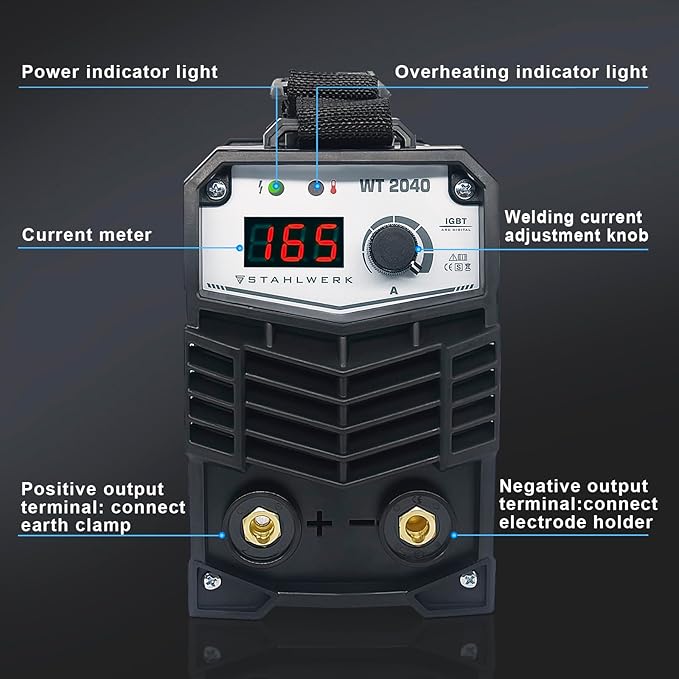 ARC Welder 165A Inverter MMA Welder Machine 110/220V IGBT Digital Display Hot Start Portable Stick Welding Machine with Electrode Holder, Earth Clamp and Cable Adapter