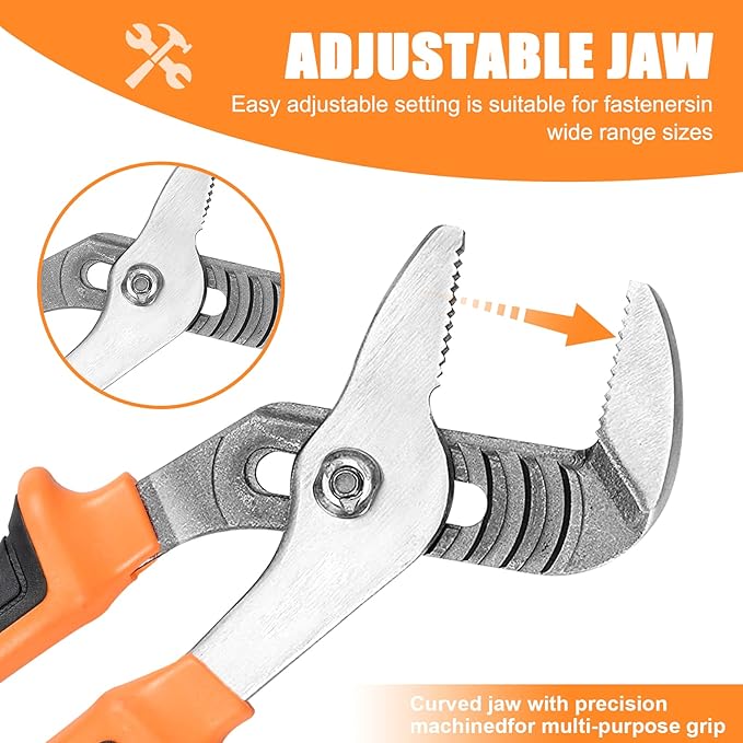 7-Pack Adjustable Wrench & Joint Pliers,Tongue and Groove Plier Set with Adjustable Wrench Set for Home Repair,Forged Steel Anti-Slip Comfortable Grip Handle