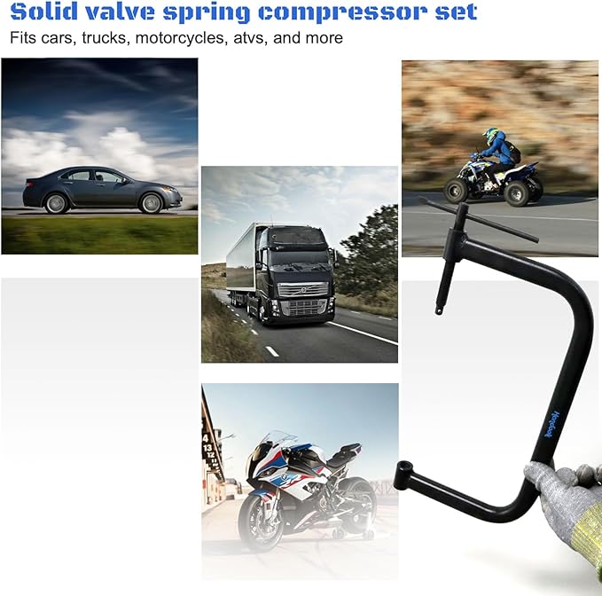 Handook 12Pcs Valve Spring Compressor with Valve Lapper Tool, Valve Spring Removal Tool with C Clamp for Motorcycle, ATV, Car, Small Engine Vehicle Equipment