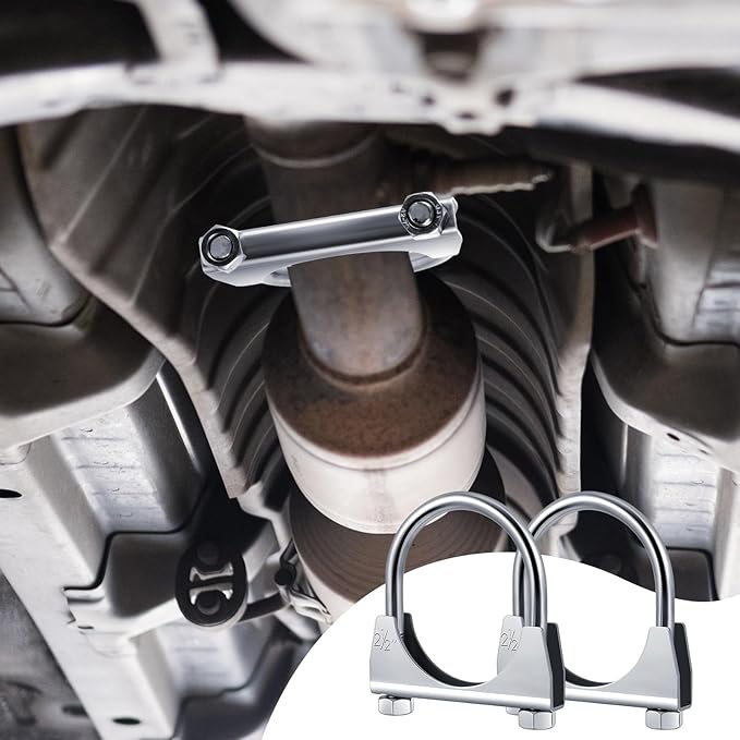 12 Pcs 2-1/2" Exhaust Clamp Heavy Duty U-bolt Exhaust Clamp - Saddle Design Muffler Pipe Connector, Tip Hook Clip, Galvanized Iron, Fits 2-1/2" Od Pipes