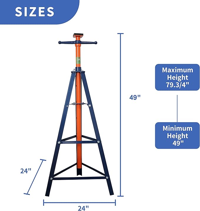 Aain® E335 High-Position 2-Ton Tripod Under Hoist Jack Stand, Underhoist Safety Stand