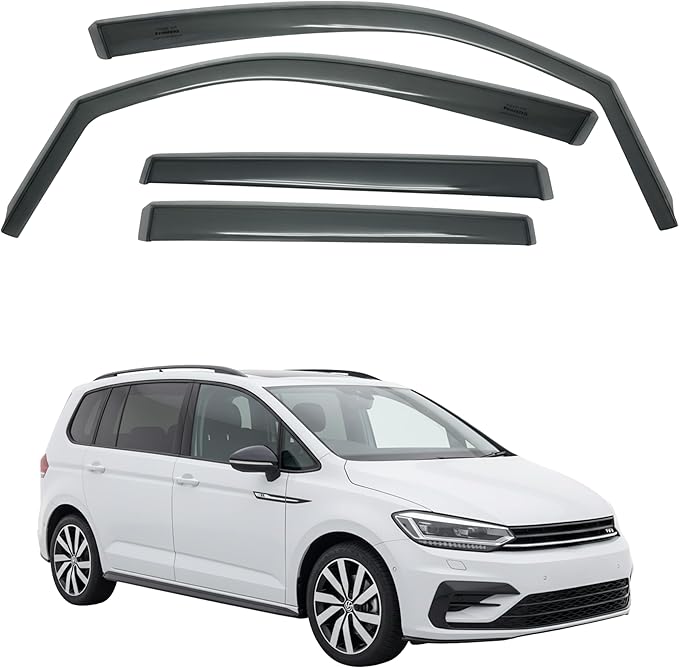 in-Channel Car Window Rain Guard Compatible with VW Touran fit: 2016-on 4pcs, Taiwan Made Precise & Transparent Car Wind Deflectors No Water Leakage Visors