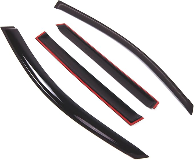 TuningPros Outside Mount Window Vent Visors Rain Guards Compatible with Porsche Cayenne 2003-2010 | Side Window Wind Deflectors Rain Shields | Smoke Tinted, 4 Pcs Set, DGWV-734
