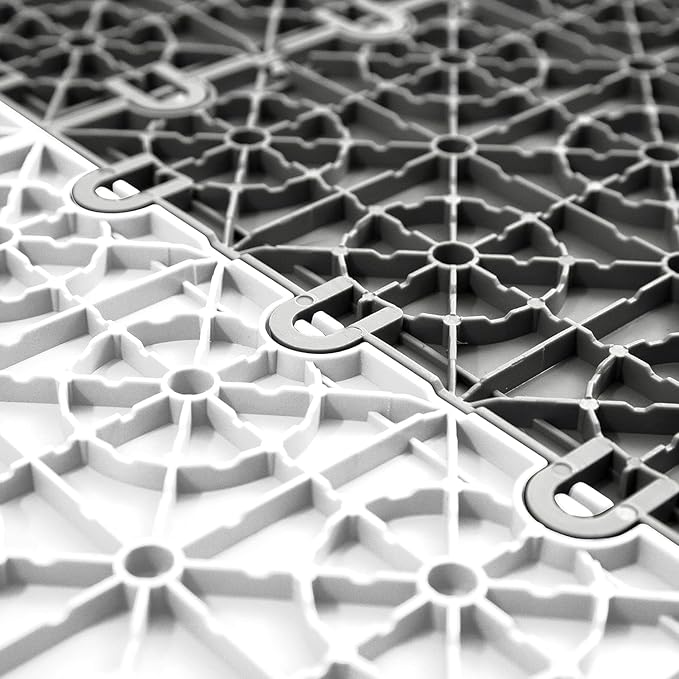 FlooringInc's Nitro 12"x12" Snap-Together Garage Flooring Tiles, Non-Slip Interlocking Plastic Floor Mat, Garage Organization & Storage, Diamond Pattern, Arctic White, 12 Tiles, 12 Sq/Ft