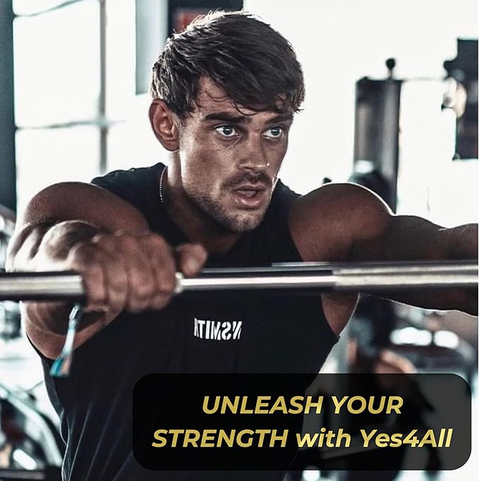 Yes4All 480LB Standard Straight Barbell 60" & EZ Curl Bar 47", Weight Bar 1" Diameter - Star Lock Collars & Rubber Ring for Deadlifts, Squats