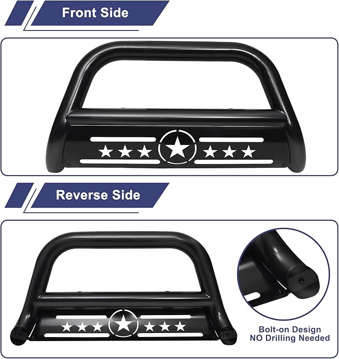 Bull Bar Pickup Truck 3" Brush Grille Guard with Removable Skid Plate Front Bumper, Compatible with Nissan Frontier 2005-2021/ Pathfinder 2005-2007/ Xterra 2005-2015, Black