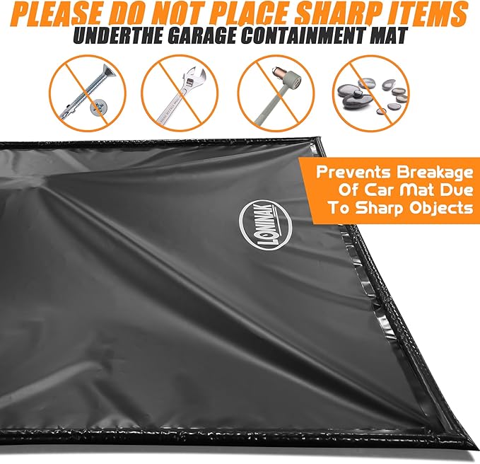 Garage Floor Mat Easy to Clean 8'6"x22' Heavy-Duty PVCContainment Mat with Waterproof Containment Protection for Cars SUVs Trucks Parking Garages Non-Slip Durable Containment Mat Multiple