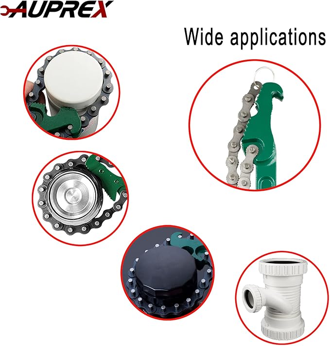 12 Inch Sturdy Carbon Steel Adjustable Heavy Duty Ratcheting Chain Oil Filter Wrench Reversible Chain Style Pipe Fitter With Multi-Purpose