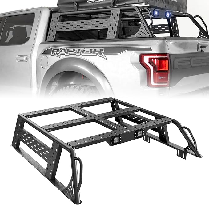 Full Size Truck Bed Rack, Compatible with F150 1992-2024, Roof Top Tent Mount