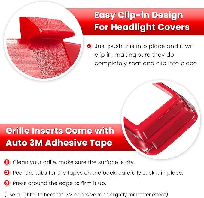 Front Grille Mesh Inserts & Headlight Cover for Jeep Wrangler JL JLU Sport & Sport S Only 2018-2023 Exterior Accessories Clip-in Grille Guard Cover Headlight Bezels Trim Ring (Red 9PCS)