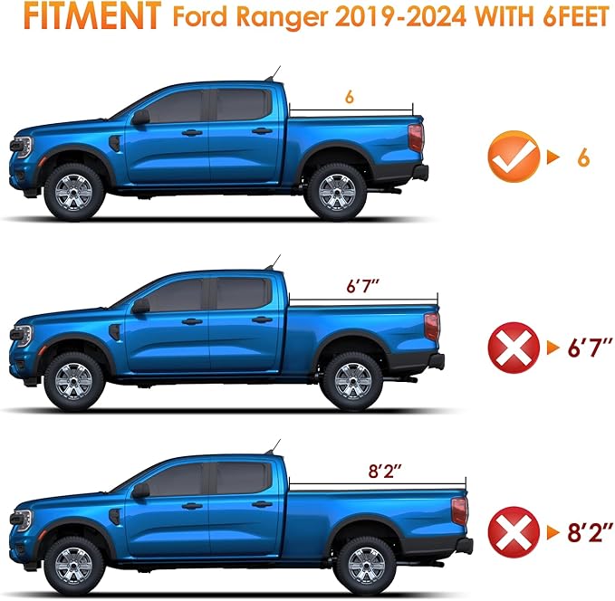 Nilight Truck Bed Cover for Ford Ranger Maverick Series