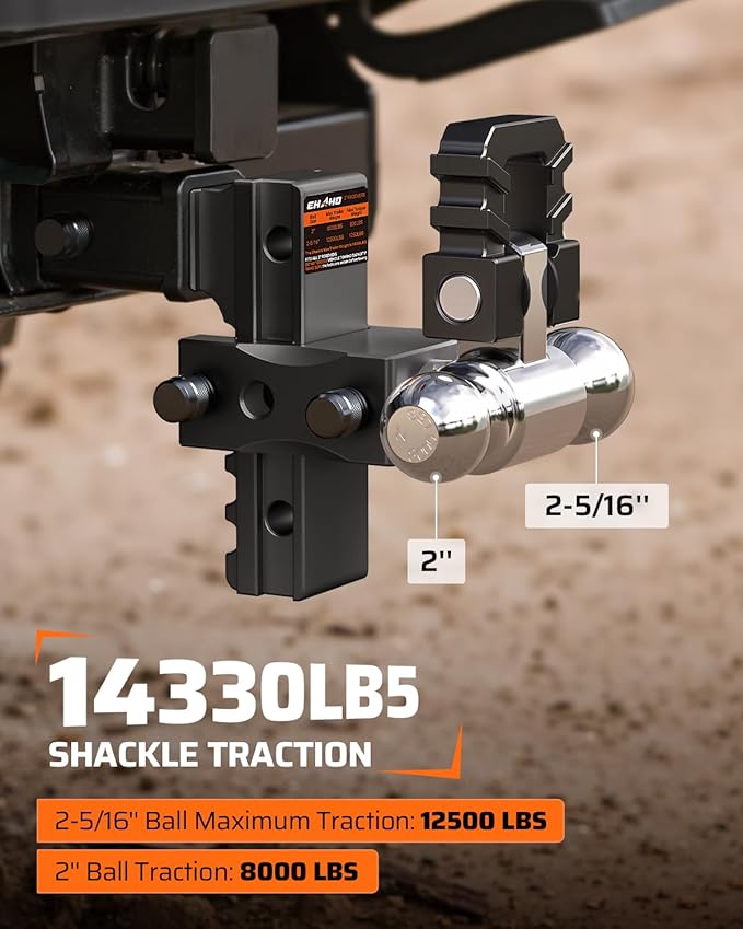 Ehaho Adjustable Trailer Hitch, Drop Hitch 2 Inch Receiver with Shackle 6 Inch Drop/Rise for Truck 12,500 LBS GTW,Weatherproof Anti-Theft Locking Hitch Pins