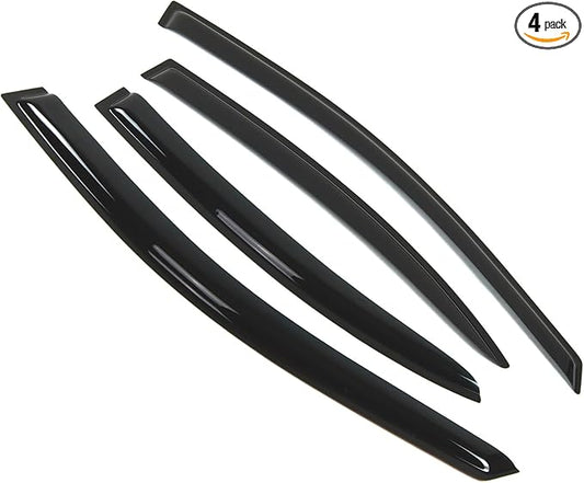 TuningPros Outside Mount Window Vent Visors Rain Guards Compatible with Hyundai Accent 2006-2011 | Side Window Wind Deflectors Rain Shields | Smoke Tinted, 4 Pcs Set, DGWV-249