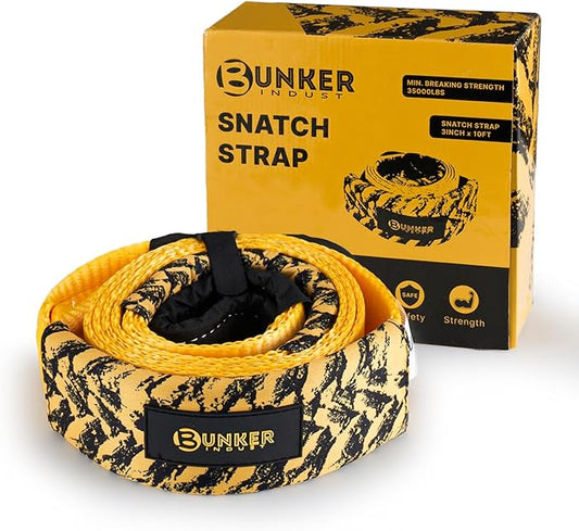 BUNKER INDUST Heavy Duty Tow Strap, 3" x 10ft Tree Saver Winch Strap 35,000 lbs Recovery Straps - Emergency Vehicle Off Road Towing Rope (Bag Not Include)