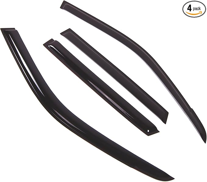 TuningPros Outside Mount Window Vent Visors Rain Guards Compatible with Suzuki Grand Vitara 2006-2011 | Side Window Wind Deflectors Rain Shields | Smoke Tinted, 4 Pcs Set, DGWV-399