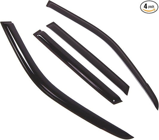 TuningPros Outside Mount Window Vent Visors Rain Guards Compatible with Suzuki Grand Vitara 2006-2011 | Side Window Wind Deflectors Rain Shields | Smoke Tinted, 4 Pcs Set, DGWV-399