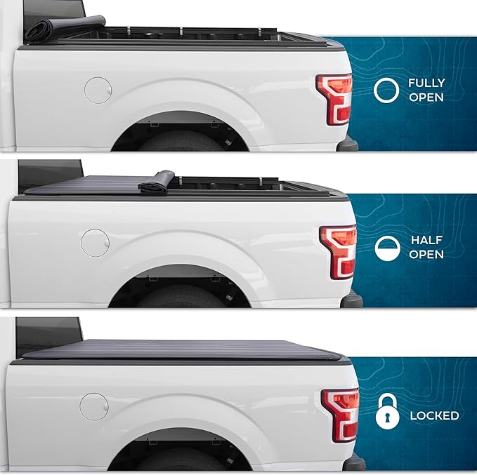 American Flag Truck Tonneau Cover for Ford F-150 2015-2025 for 5.5 ft Bed Length, All-Weather Truck Bed Cover for Truck Black/Gray Flag Print Custom Tonneau for F-150 and F-150 Lightning