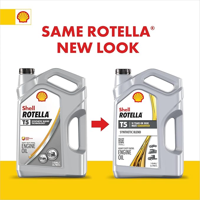 Shell Rotella 550046213-2PK T5 Synthetic Blend 15W-40 Diesel Engine Oil (2.5 Gallon, Case of 2)