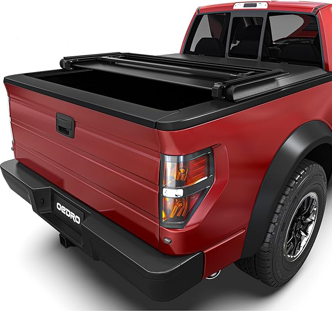 OEDRO Upgraded Soft Tri-fold Truck Bed Tonneau Cover On Top Compatible with 2009-2014 Ford F150 F-150 with 5.5ft Bed