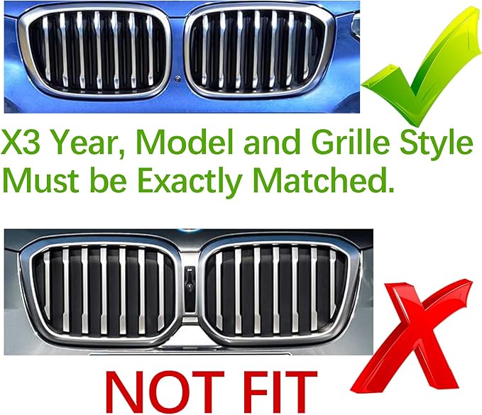 Automotive Grille Inserts for BMW X3 G01 2018-2021 X4 G02 2019-2021(NOT for AWD) 7 Grilles, Front Grill Accessories