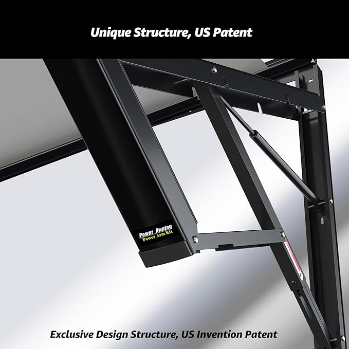 RV Electric Retractable Awning, Black Frame and Fabric Assemblies Full Set for RV, 5th Wheel,Travel Trailers,Motorhome Trailer Awning for Home or Camper - Sand Fade, 12Feet(Fabric 11'2")