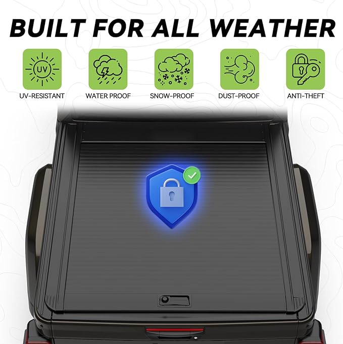 LOR ROX Retractable Hard Truck Bed Tonneau Cover for 2019-2023 Jeep Gladiato 5' Ft Bed (60.3") | Easy to Install | No Drilling Required Install | Enhanced Security & Sleek Design | Aluminum