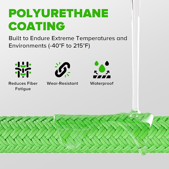 Kinetic Recovery Rope,1.26" x30ft Heavy Duty Offroad Tow Rope/60600 lbs Snatch Strap with Soft Shackles, 100% Nylon Offroad Towing Straps Kit for Truck ATV UTV SUV Jeep Car Tractor - Green