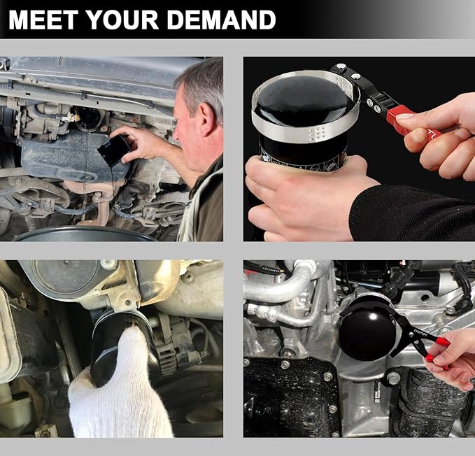 9pcs Oil Filter Wrench Set, 9" and 12" Oil Filter Pliers with Oil Snap Funnel for Automotive Oil Change, Adjustable Oil Filter Removal Tool From 1-3/4" to 6"