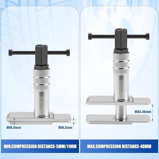 KZINO Heavy Duty Brake Caliper Compression Tool - Universal Motorcycle & Auto Caliper Spreader, Piston Compressor & Brake Pad Press Tool Kit