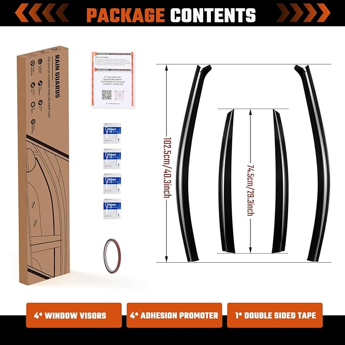 Tape-On Rain Guards Fit for Kia Forte 2019-2025 Window Deflector Out Channel Extra Durable Side Sun Smoke Guard 2024 Forte Visor Deflectors Black 4pcs