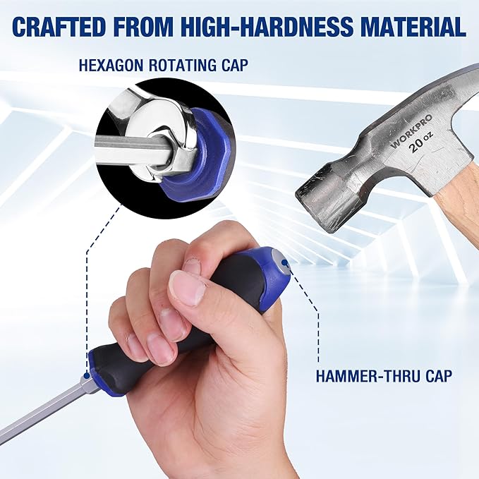 WORKPRO Magnetic Screwdriver Set 24-Piece, Go-Thru Screwdriver Set Kit with Wall Mount Rack, Includes Slotted, Phillips and Torx Screwdrivers, Magnetic Screwdriver with Magnetizer & Demagnetizer Tools