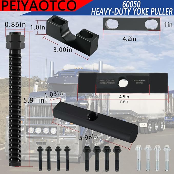 60050 Heavy-Duty Yoke Puller for Class 6-8 Trucks and Equipment,Replace 10803 Yoke Puller, Heavy Duty Yoke Removal Tool Kit Semi Truck Yoke Remover with 12 Pcs Flange Bolt