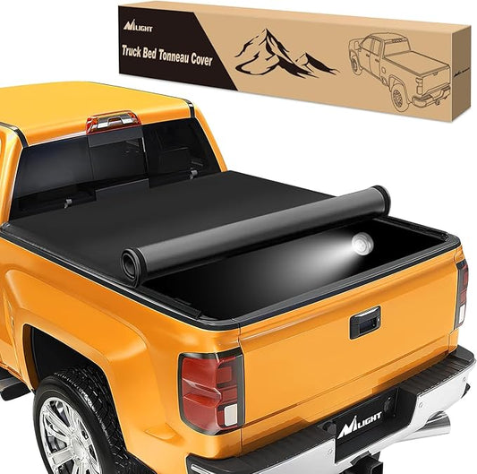 Nilight Soft Roll Up Truck Bed Tonneau Cover Compatible with Chevy Silverado 1500 / GMC Sierra 1500 2014 2015 2016 2017 2018 5.8ft